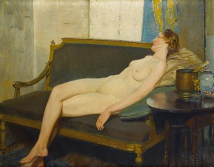 Appraisal: GEORGE GIBBS american - RECLINING NUDE Signed and dated bottom