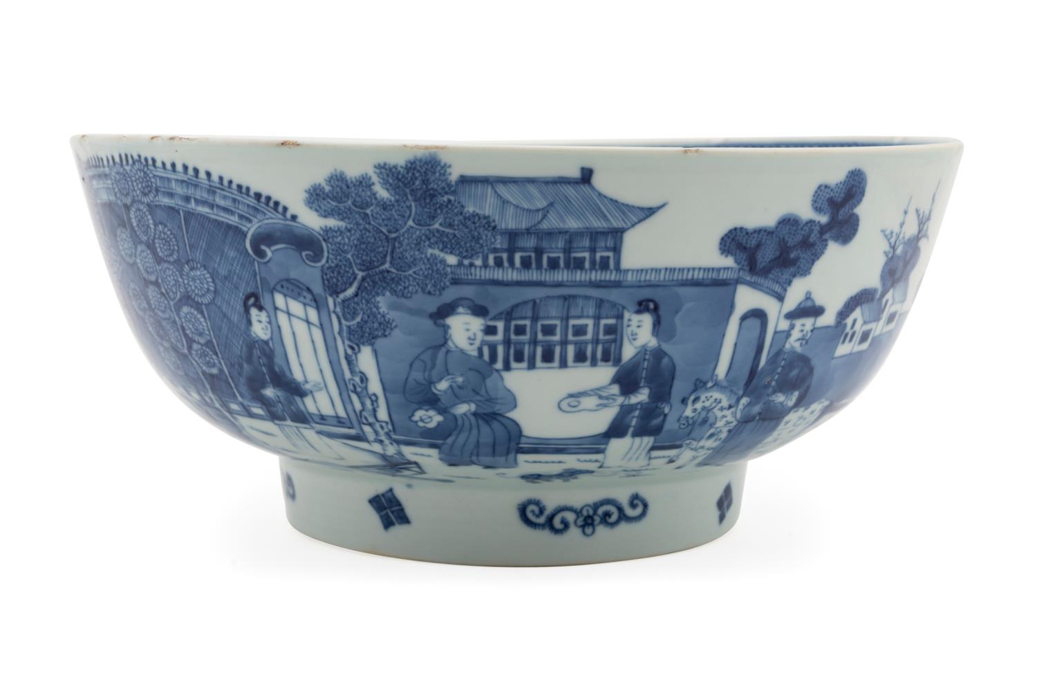 Appraisal: CHINESE BLUE AND WHITE PUNCH BOWL Chinese blue and white