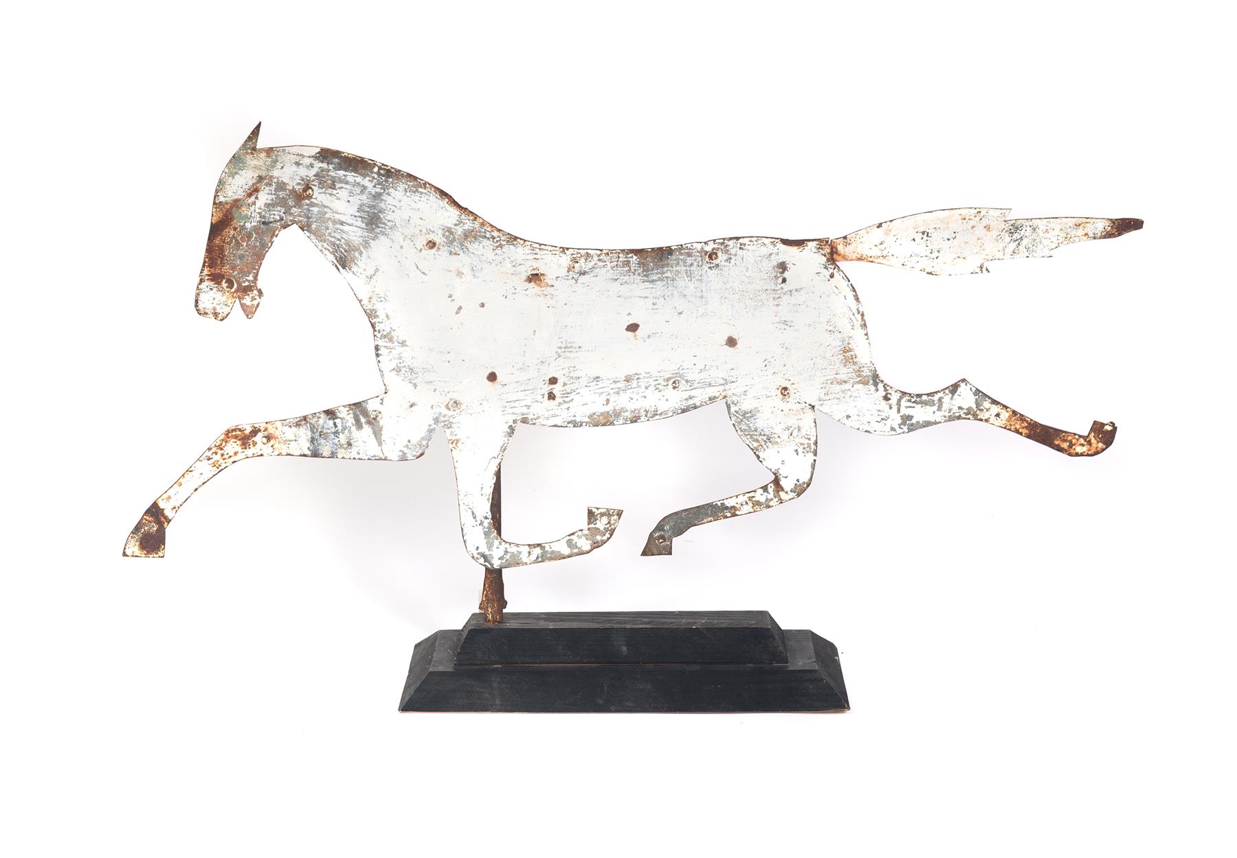 Appraisal: AMERICAN HORSE WEATHERVANE Late th-early th century Sheet metal cutout