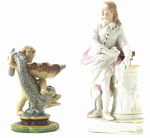 Appraisal: A Minton majolica figure of a putti and dolphin date