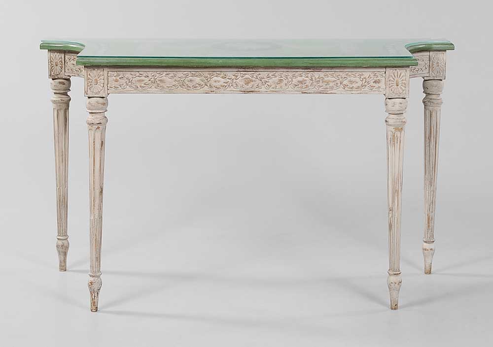 Appraisal: Italian Neoclassical Style Paint- Decorated Pier Table th century bellflower