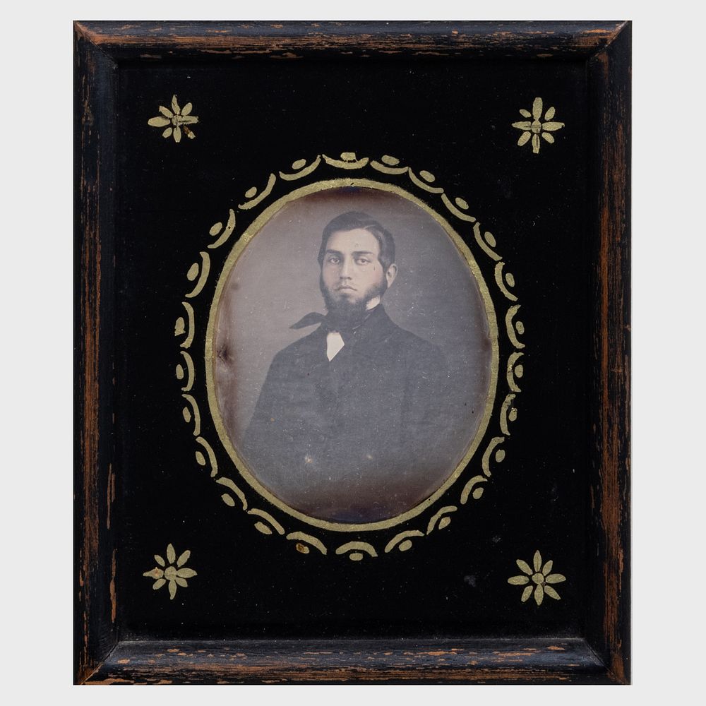 Appraisal: Pair of Daguerrotype and Reverse Painted Glass Portraits x in