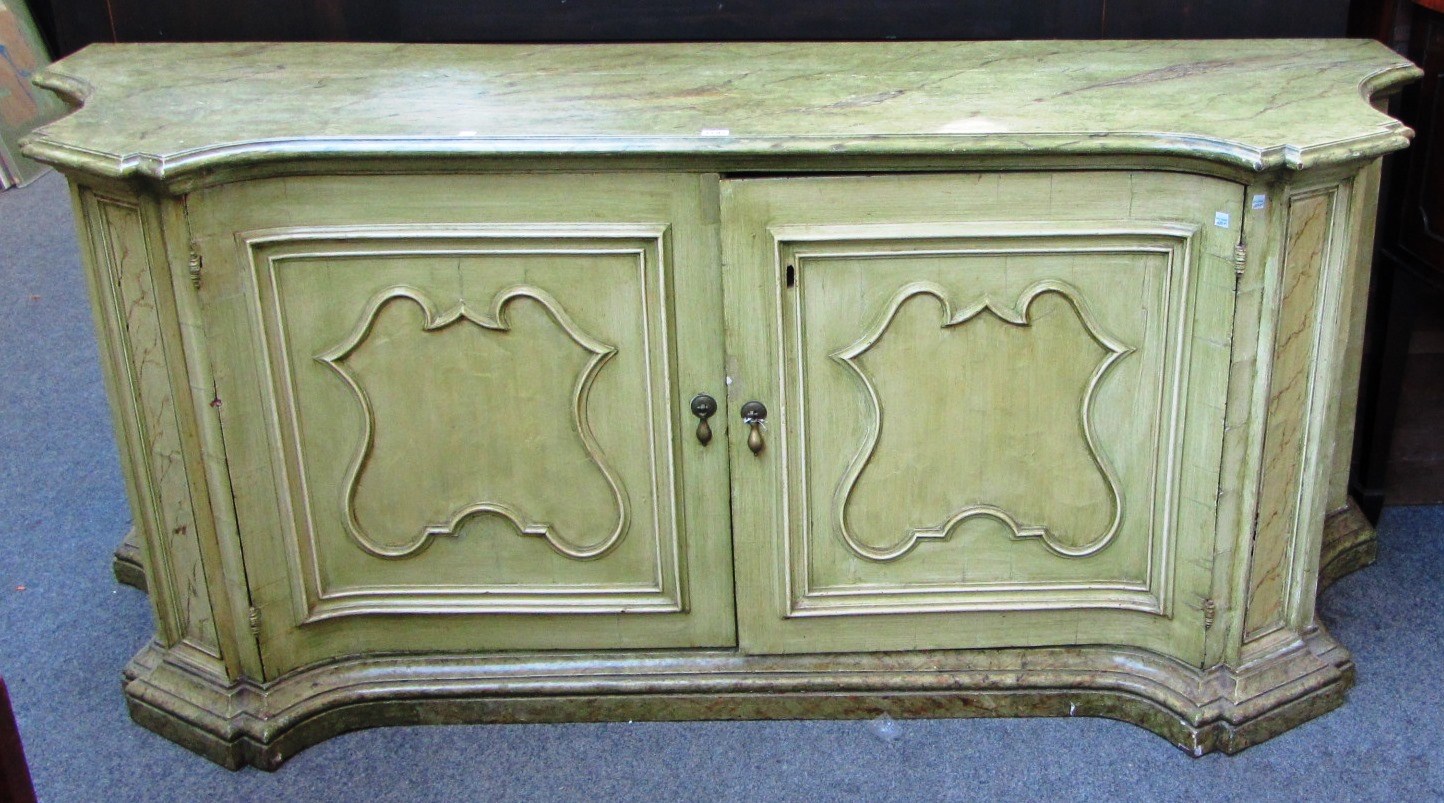 Appraisal: A late th century green and faux marble painted Italian