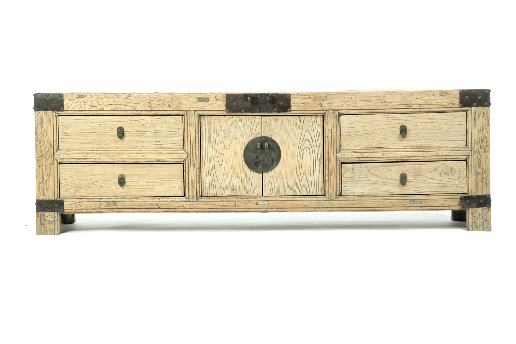 Appraisal: CHINESE KANG CABINET Twentieth century elm Mortised construction and scrubbed