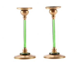 Appraisal: Pair of Louis C Tiffany Furnaces Candlesticks Tiffany Furnaces Inc