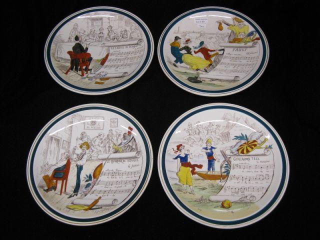 Appraisal: French Porcelain Plates Musical decor diameter excellent