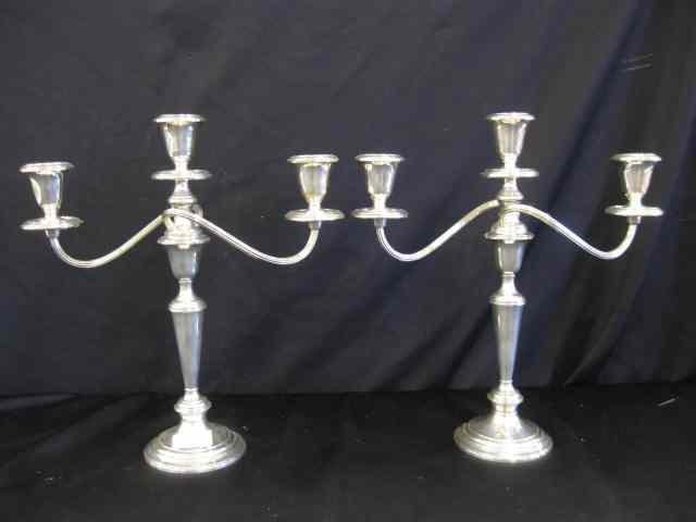 Appraisal: Pair of Gorham Sterling Silver Candleabra triple sconce '' tall