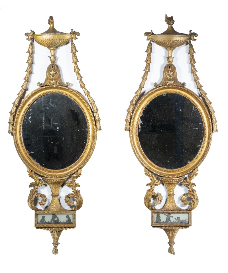 Appraisal: PR OF TH C ENGLISH GILTWOOD MIRRORS Adams Design Entry