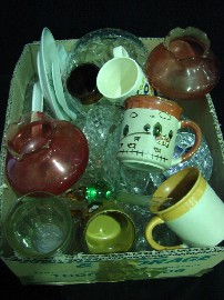 Appraisal: A boxed lot of crystal glass and ceramics