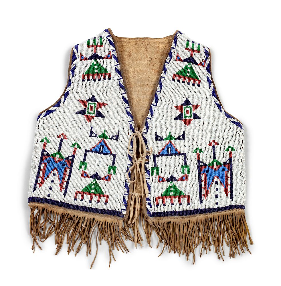 Appraisal: A Sioux Child's Beaded Hide Vest height x chest inches