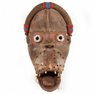 Appraisal: Liberia Kran or Dan Mask With Moveable Jaw carved wood