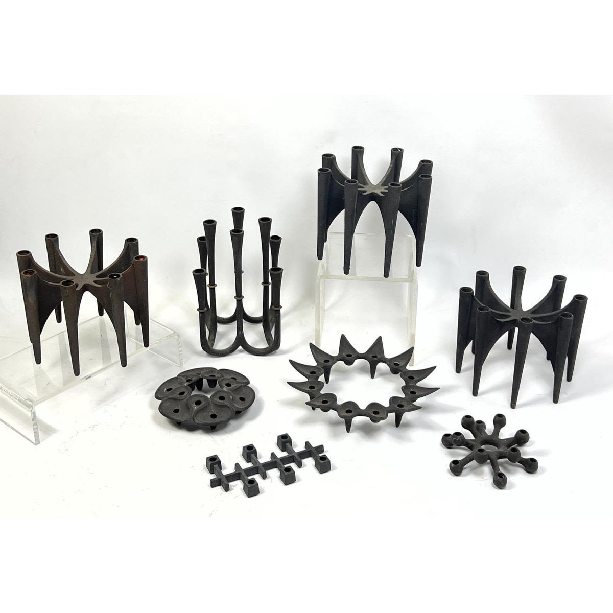 Appraisal: Pc DANSK iron candle holders with enough Dansk taper candles