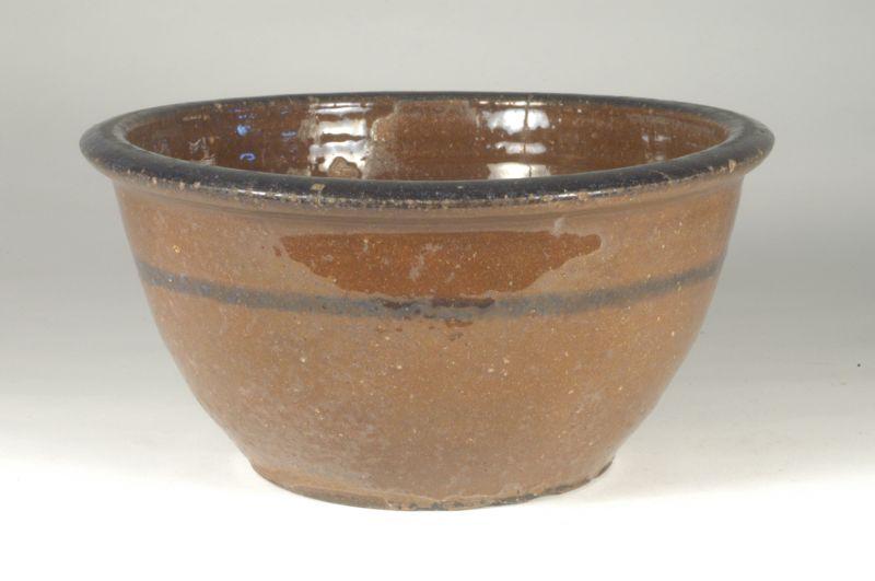 Appraisal: Unsigned att Hilton Pottery Alkaline glazed stoneware bowl with cobalt