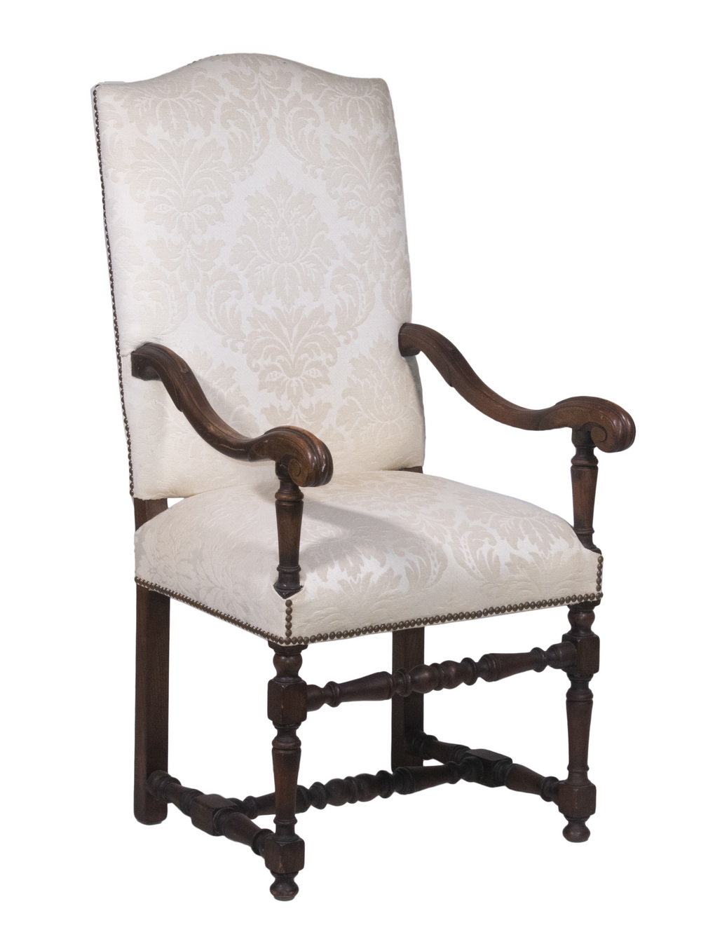 Appraisal: FLEMISH BAROQUE OPEN ARMCHAIR th c Carved Walnut Chair with