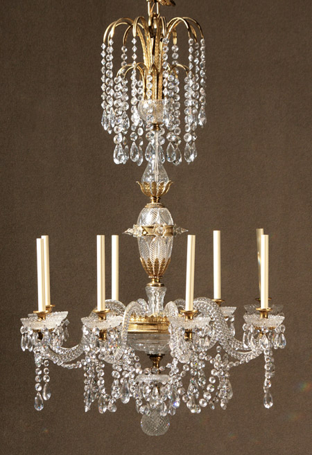 Appraisal: George III Style Ormolu and Cut Glass Eight-Light Chandelier th