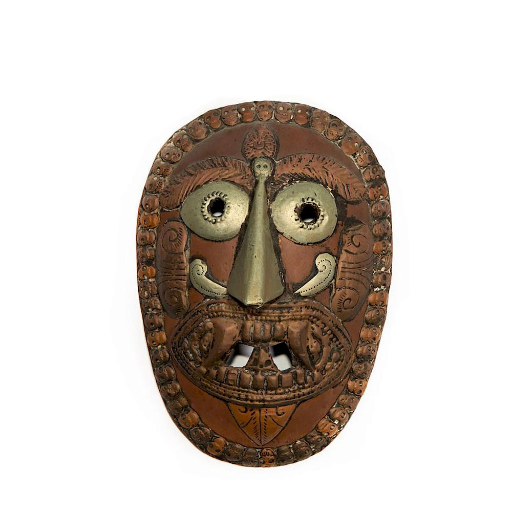 Appraisal: BALINESE ALLEGORICAL RAKSHASA BHOMA TRIBAL WALL MASK Hand made metal