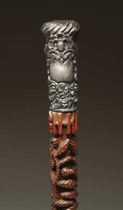 Appraisal: EXTRAORDINARY CIVIL WAR CARVED FOLK ART CANE An incredible period