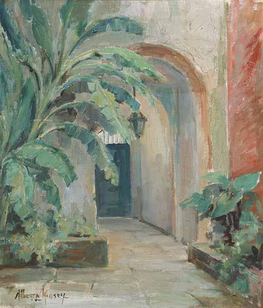 Appraisal: Alberta Kinsey American Louisiana - French Quarter Patio oil on