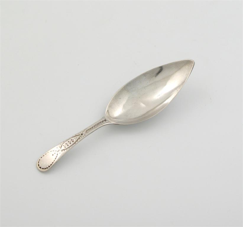 Appraisal: A George III silver Bright-cut caddy spoon