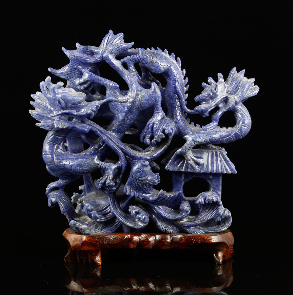 Appraisal: - Chinese Sodalite Carving Carving of a dragon China sodalite