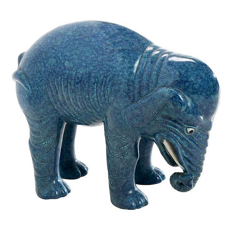 Appraisal: Blue Chinese Export Porcelain Elephant th century Republic period mottled