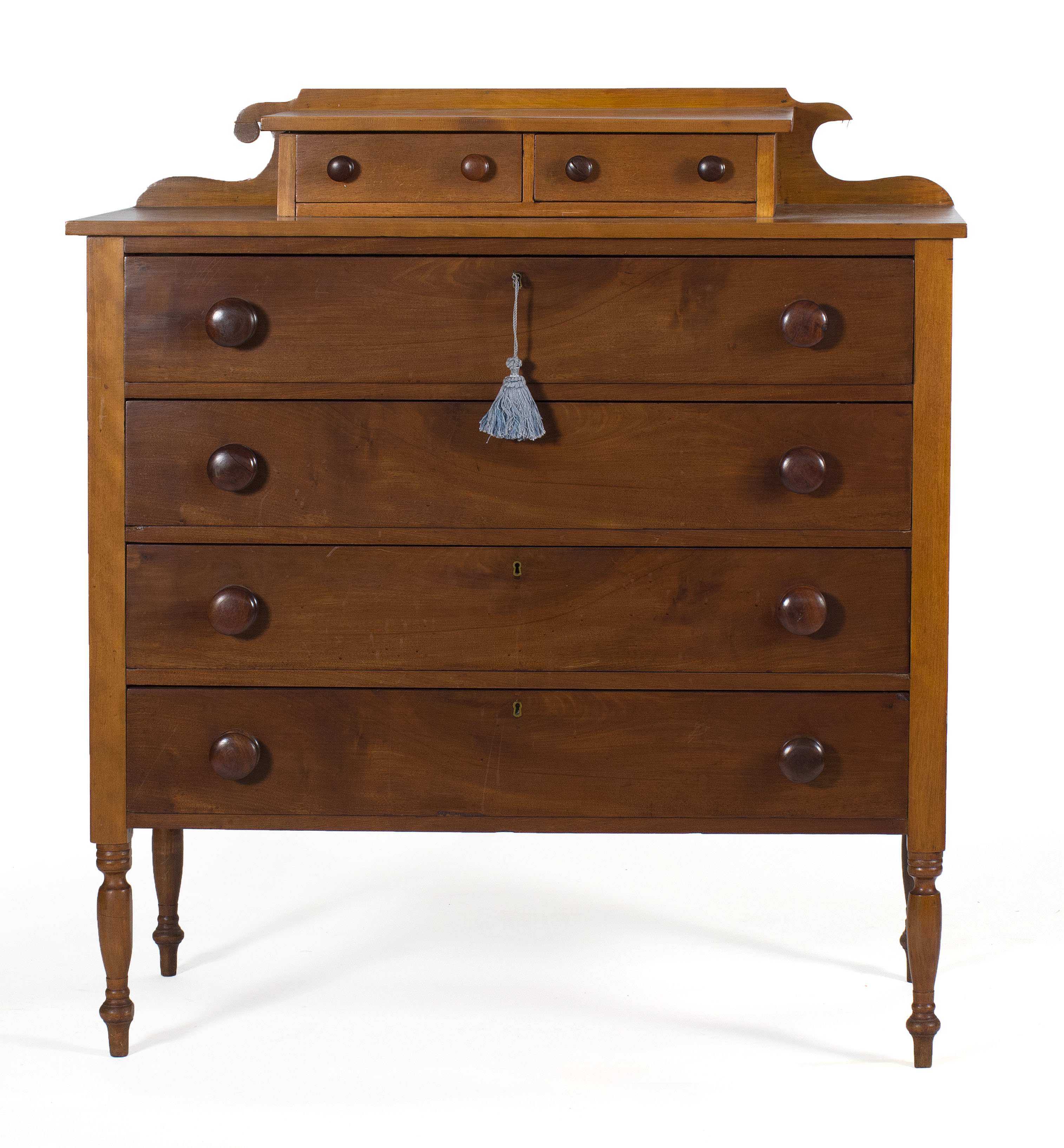 Appraisal: ANTIQUE AMERICAN SHERATON CHEST OF DRAWERS Circa In mahogany Deck