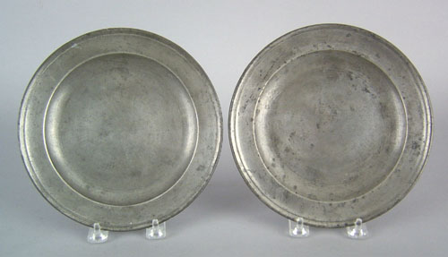 Appraisal: Pair of Boston pewter plates ca bearing the touch of