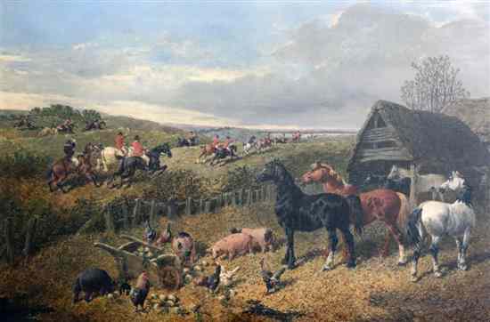 Appraisal: John Frederick Herring Jnr - oil on canvas Hunt passing