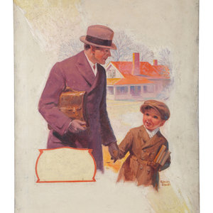 Appraisal: Raymond Stuart American b Walking to School with Dad oil