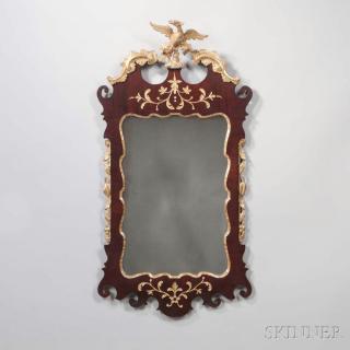 Appraisal: Walnut and Gilt-gesso Mirror probably England late th century with