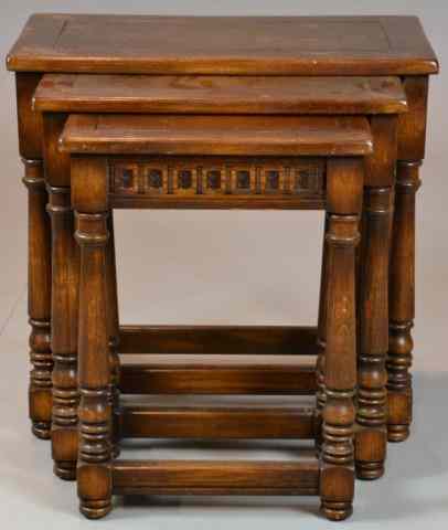 Appraisal: Nest Of Three Mahogany Butterfly Joint TablesEach with carved apron