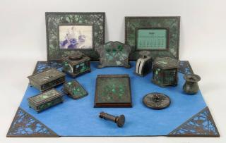 Appraisal: Tiffany Studios Bronze Desk Set Grapevine Pattern Tiffany Studios New