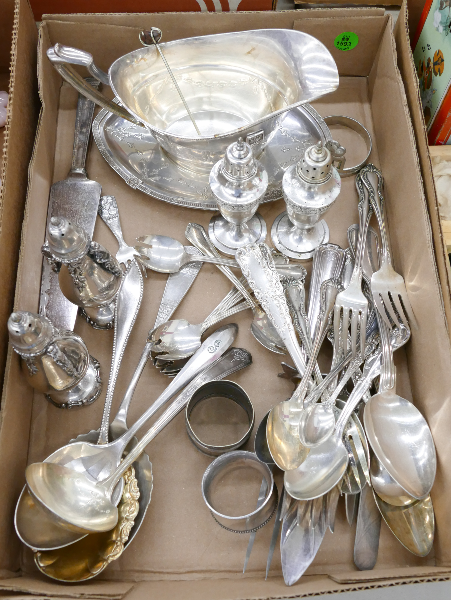 Appraisal: Box Antique Silverplate Flatware etc