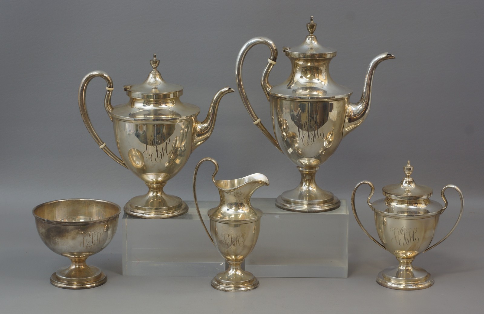 Appraisal: pc S Kirk Son sterling silver teaset c o pots