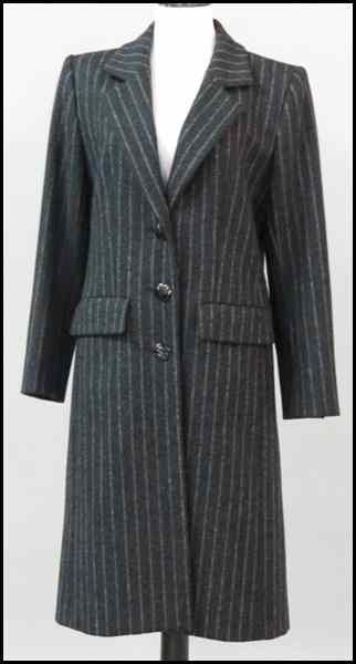 Appraisal: YVES SAINT LAURENT RIVE GAUCHE CHALK STRIPE WOOL COAT Three