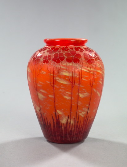 Appraisal: Attractive French Cameo-Cut Glass Pyriform Vase first quarter th century