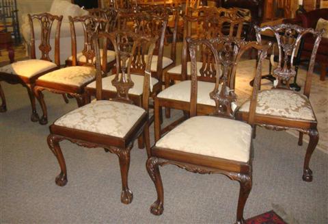 Appraisal: SET OF TEN MARRIED CHIPPENDALE STYLE SIDECHAIRS WITH CREAM COLOR