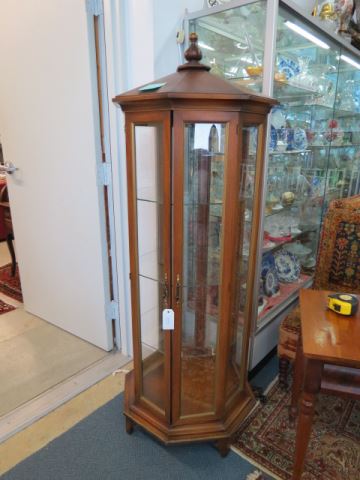 Appraisal: Modern Display Cabinet octagon glass all around plus glass shelves