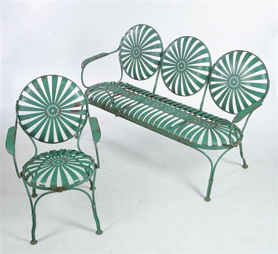 Appraisal: TWO PIECE GARDEN SET Both in green paint A three