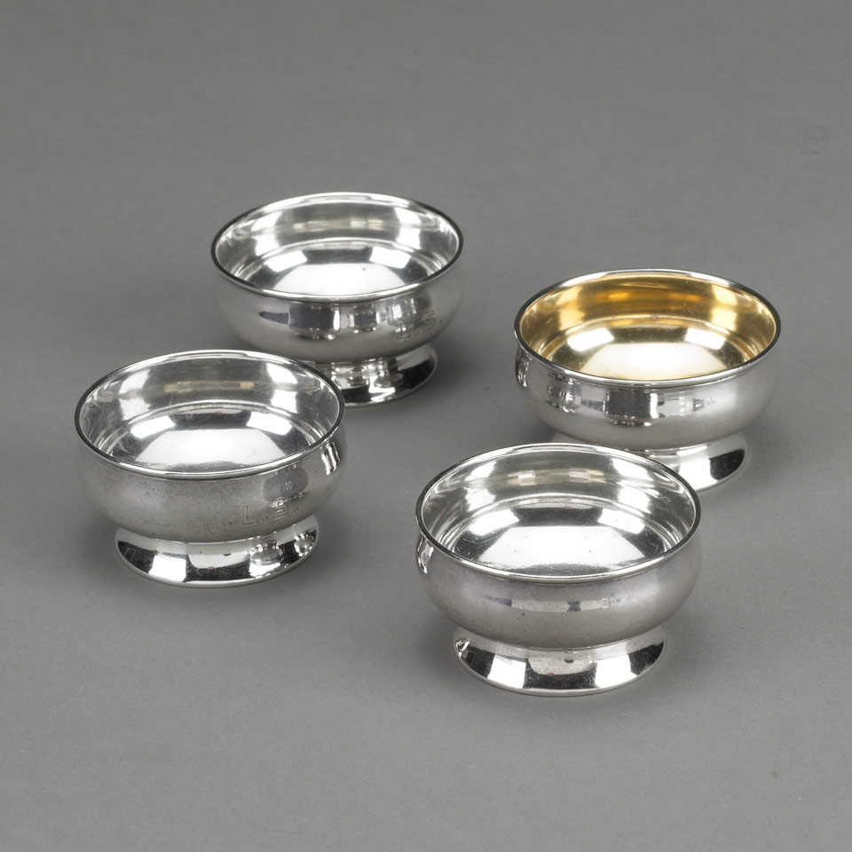 Appraisal: Set of Four American Silver Salts Tiffany Co New York