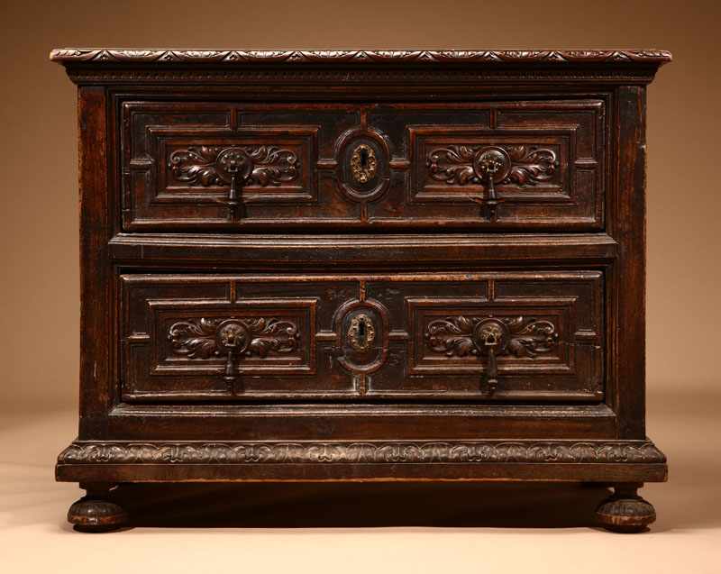 Appraisal: A Spanish Baroque walnut chest of drawers Late th th