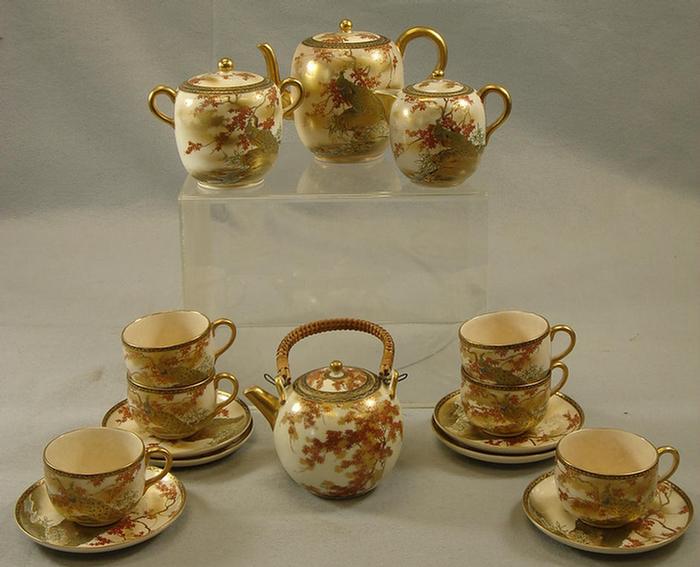 Appraisal: piece Satsuma teaset c o pots creamer sugar cups saucers