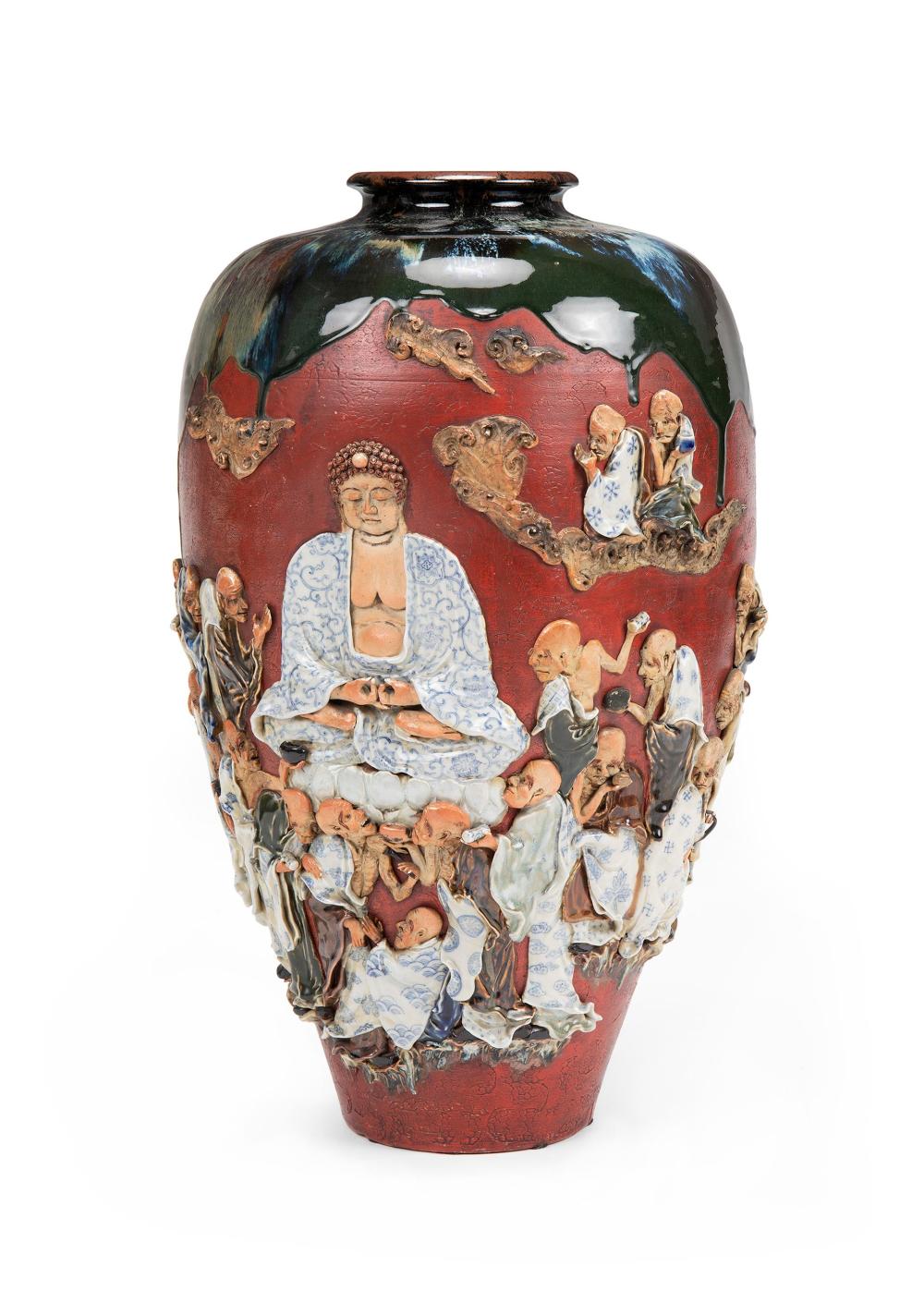 Appraisal: A large Japanese Sumida Gawa figural vase Meiji period -