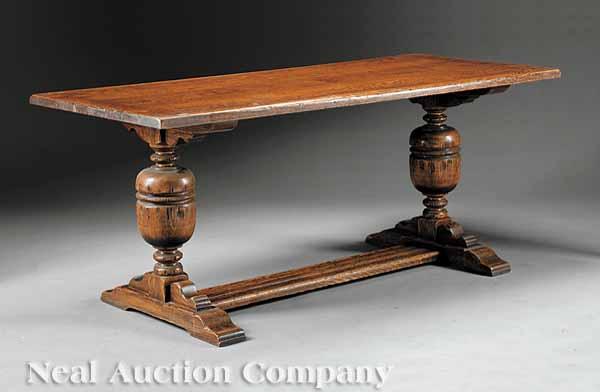 Appraisal: A French Oak Refectory Table th c with baluster supports