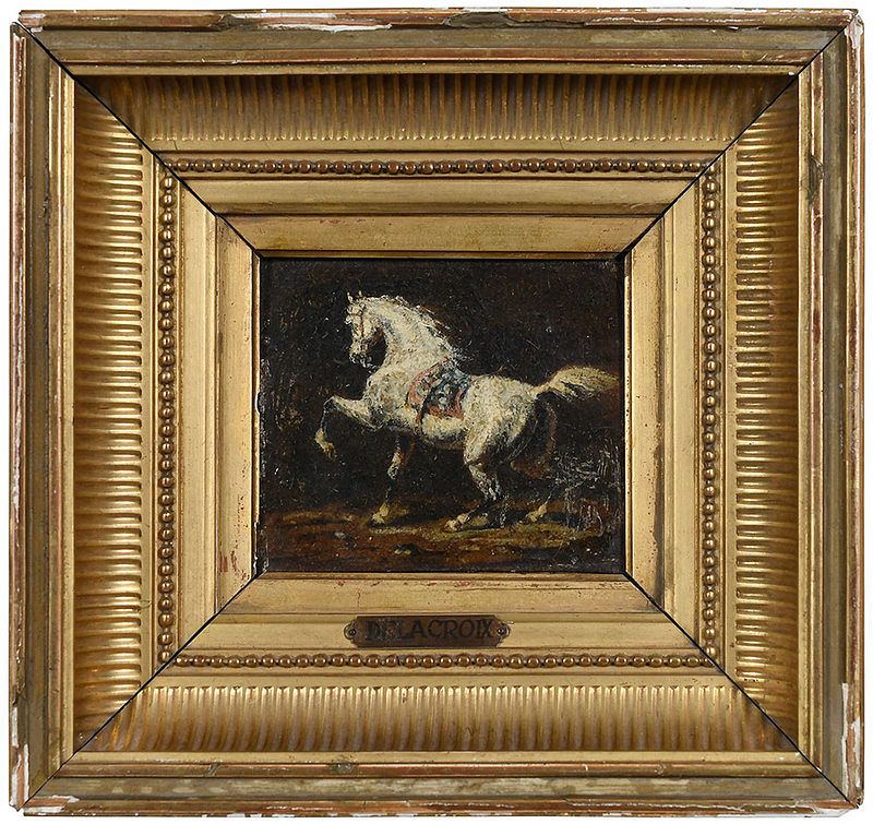 Appraisal: Attributed to Eug ne Delacroix French White Horse unsigned oil