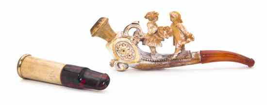 Appraisal: A Carved Meerschaum Pipe depicting a courting couple in th