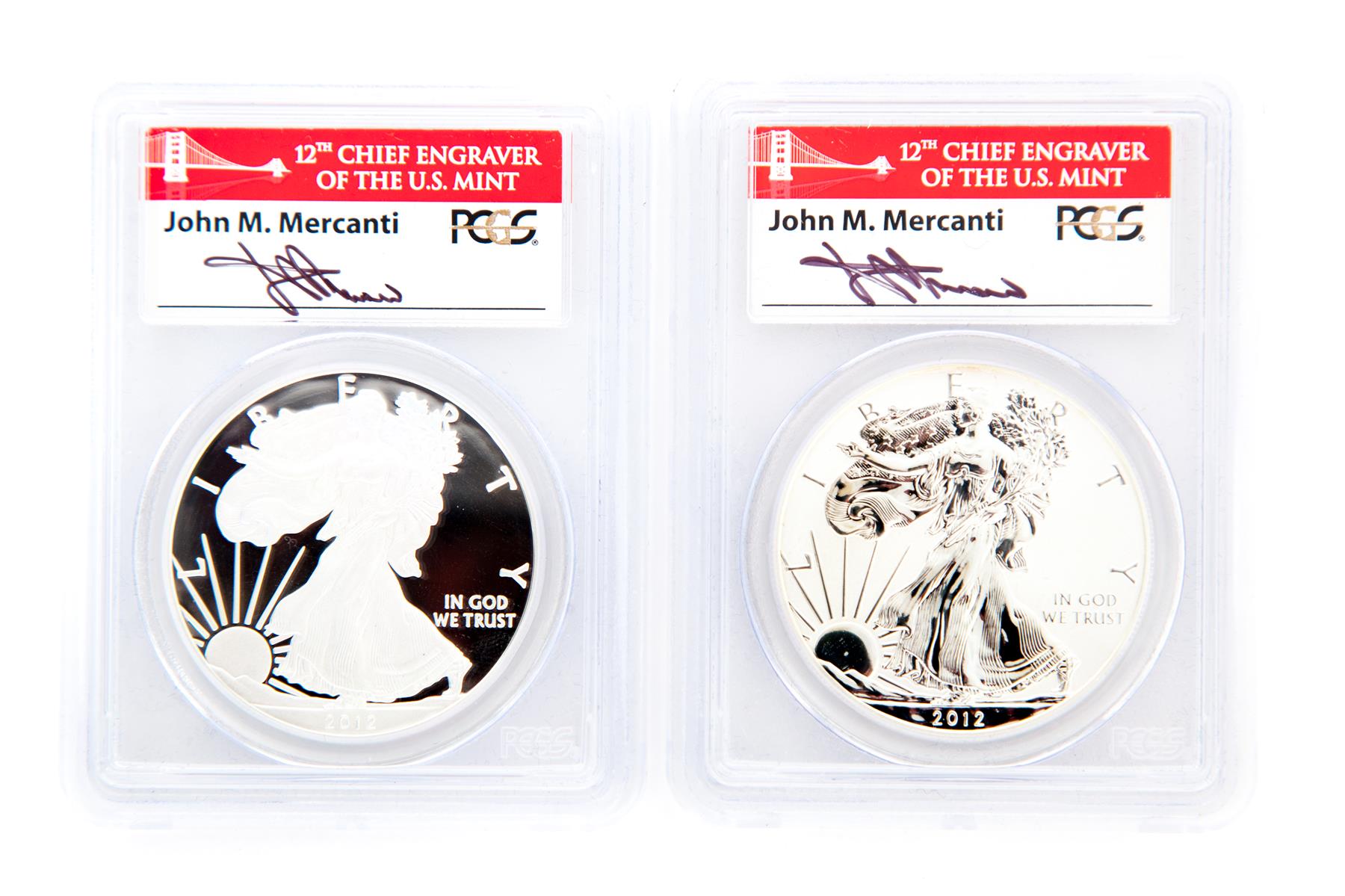 Appraisal: TWO -S SILVER EAGLES Both th Anniversary San Francisco mint