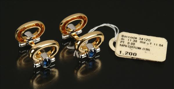 Appraisal: A pair of carat gold sapphire cufflinks by Dianoor the