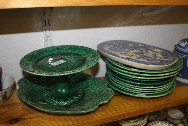 Appraisal: A COLLECTION OF WEDGWOOD AND OTHER GREEN POTTERY LEAF PLATES