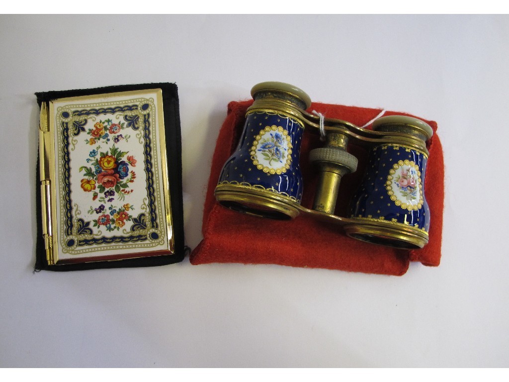 Appraisal: A lot comprising a pair of enamelled opera glasses and